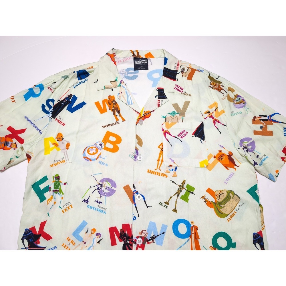 STAR WARS Celebration Mandalorian Alphabet Button Up Hawaiian Shirt Shag Art XL - Picture 5 of 11